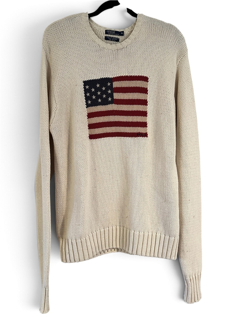 VTG 90s Polo by Ralph Lauren Crewneck with American Flag Panel